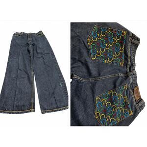 Coogi Wide Leg Embroidered Jeans Rainbow Pocket Logo Denim Pants Men's 42x34 Y2K